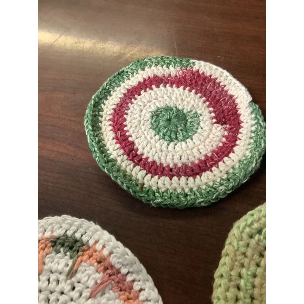 3 Vintage Crocheted Hot Pads/Pot Holders 6.25”